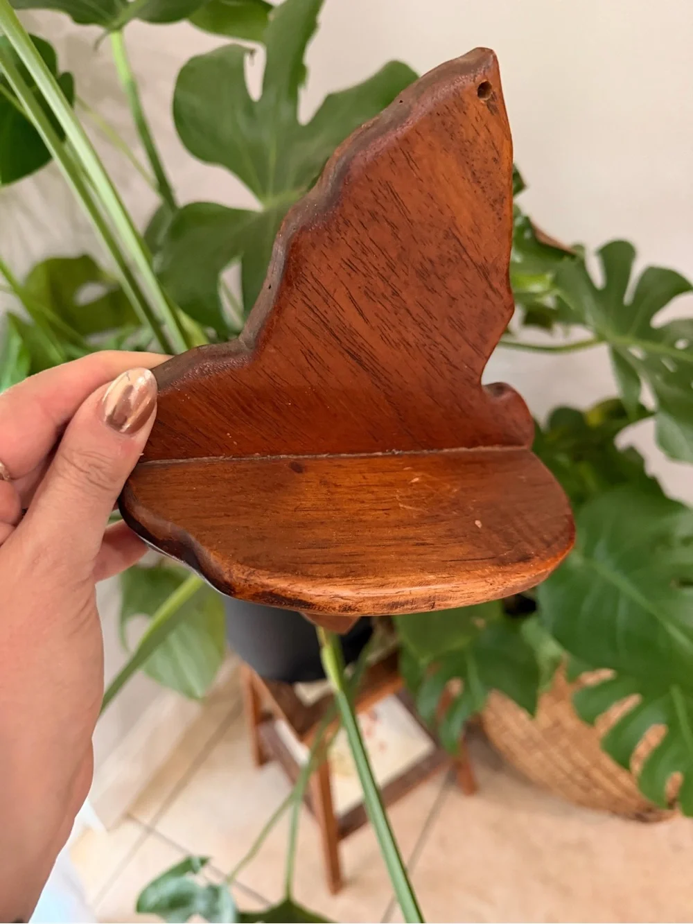 Vintage Handmade Wood Corner Shelf / Wall Shelf Cottagecore